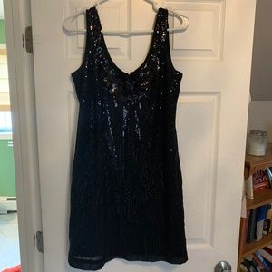 White House Black Marker Black Sequin Sheath Dress